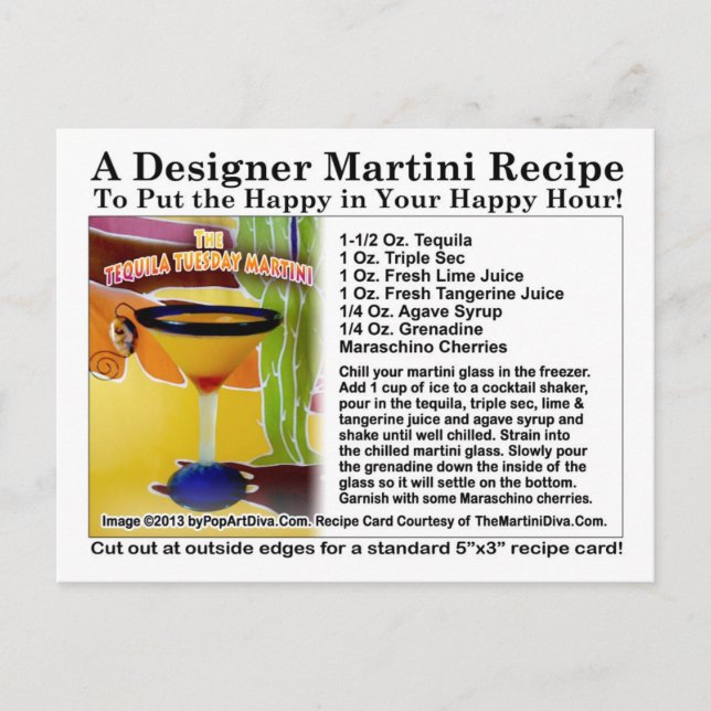 Tequila Tuesday Martini Recipe Postcard (Front)