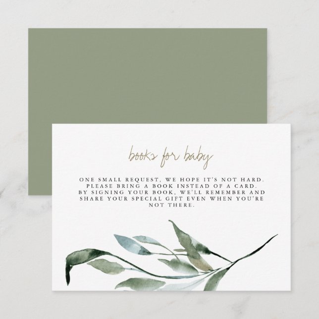 Tera - Boho Greenery Gold Books for Baby Card (Front/Back)