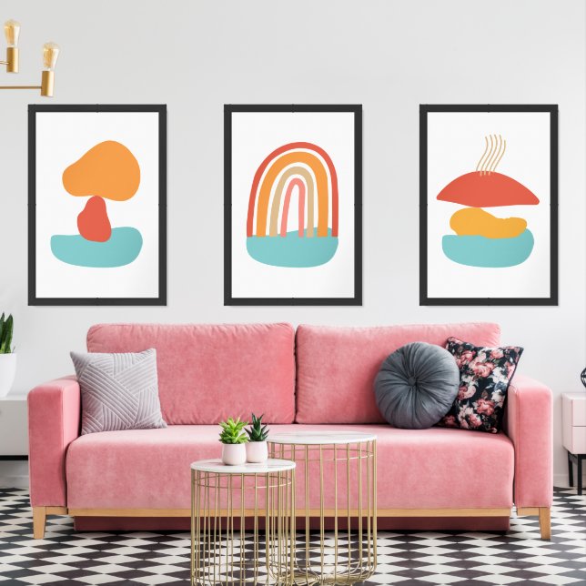 Teracota Wall Art Abstract 3 Set  (Livingroom)