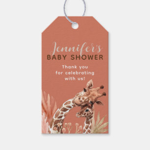 Teracotta Boho Giraffe Baby Shower Favor Tags