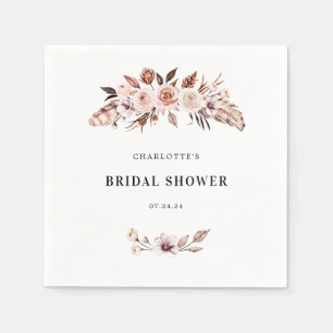 Teracotta Earth-tone Floral Boho Bridal Shower Napkins