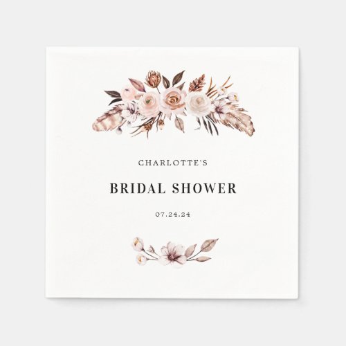 Teracotta Earth_tone Floral Boho Bridal Shower  Napkins