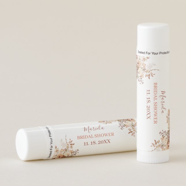 Teracotta Floral Watercolor Bridal Shower Lip Balm (Front)