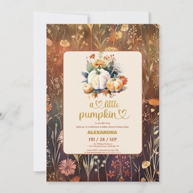 Teracotta Little pumpkin fall  baby shower Invitation (Front)
