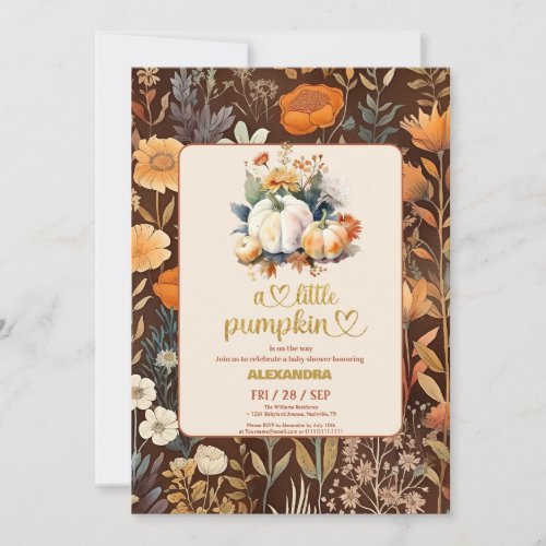 Teracotta Little pumpkin fall  baby shower Invitation