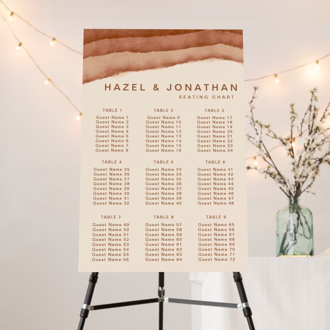 Teracotta Ombre Boho Wedding Seating Chart Foam Board (In Situ (Stand))