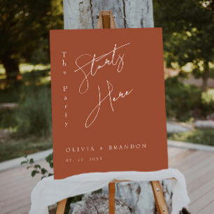 Teracotta Party Starts Here Wedding Welcome Sign