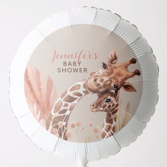 Teracotta Tan Boho Giraffe Baby Shower Balloon (Front)