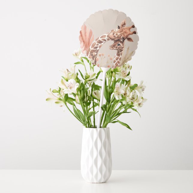 Teracotta Tan Boho Giraffe Baby Shower Balloon (Vase)