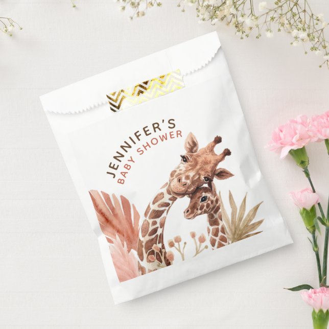 Teracotta Tan Boho Giraffe Baby Shower  Favor Bag (Sealed)