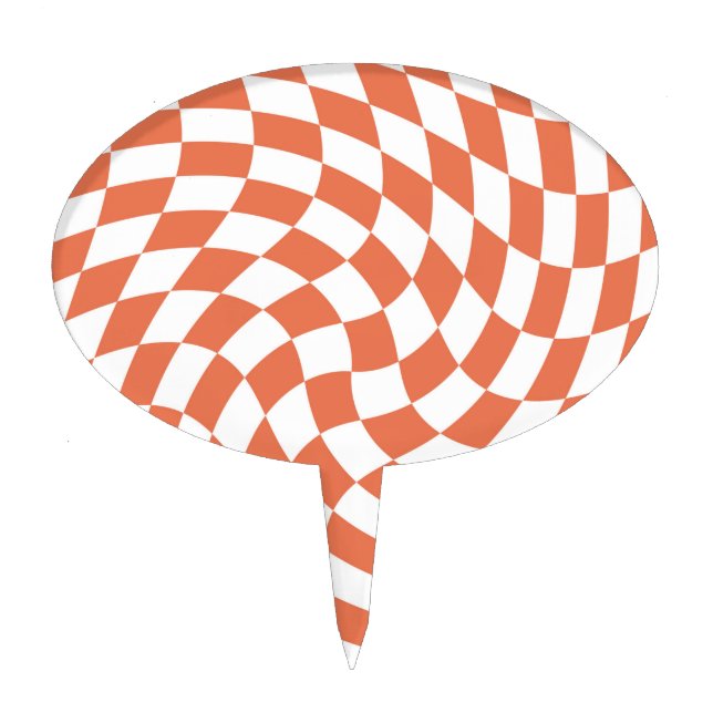 Teracotta Wedding Collection Check Checkered  Cake Topper (Front)