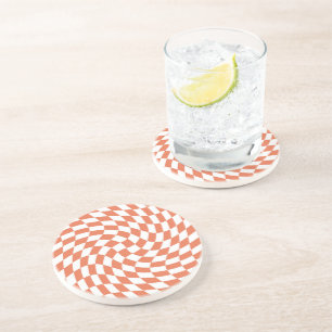Teracotta Wedding Collection Check Checkered Coaster