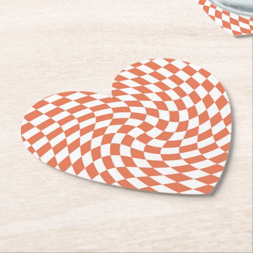 Teracotta Wedding Collection Check Checkered   Paper Coaster