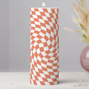 Teracotta Wedding Collection Check Checkered Pillar Candle