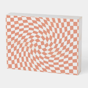 Teracotta Wedding Collection Check Checkered  Wooden Box Sign