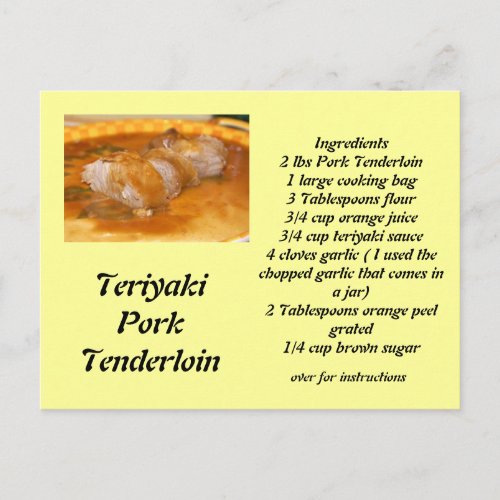 Teriyaki Pork Tenderloin Postcard