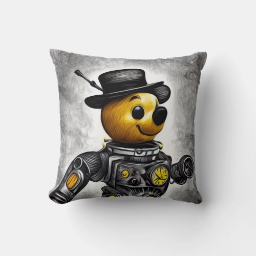 Terminator Pooh in a Hat Throw Pillow