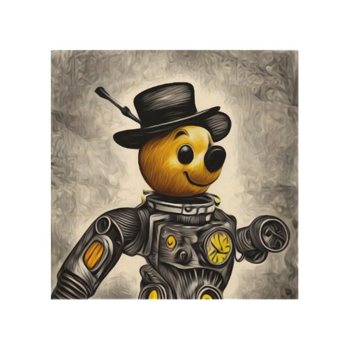 Terminator Pooh in a Hat Wood Wall Art