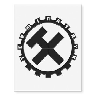 Terminatryx Temporary Gear Logo Tattoo