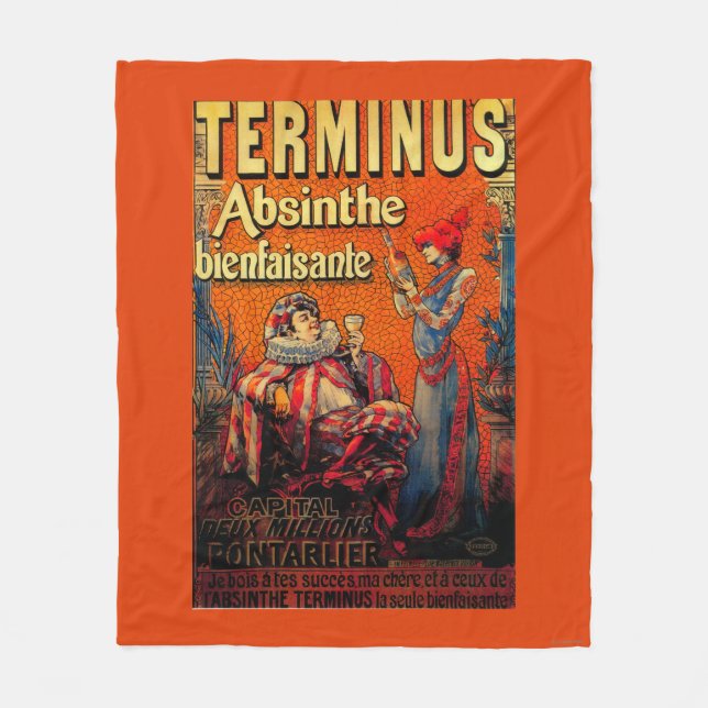 Terminus Absinthe Vintage PosterEurope Fleece Blanket (Front)