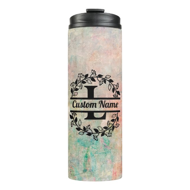 Termo L Floral Monogram Letter Thermal Tumbler (Front)