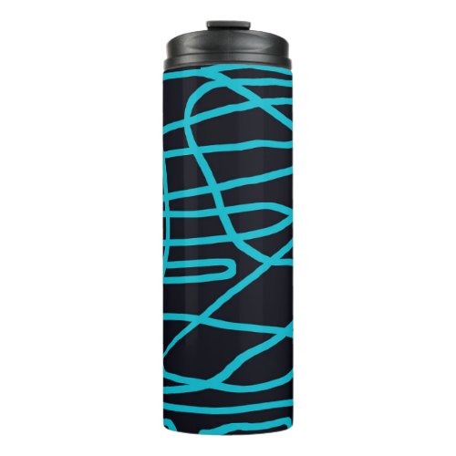 Termo Moderna illustration blue strokes on black Thermal Tumbler