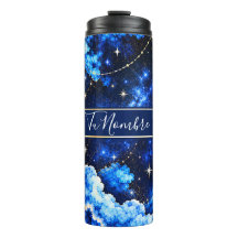 Termo personalizable | Cielo estrellado azul y lun