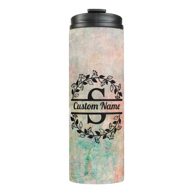 Termo S Floral Monogram Letter Thermal Tumbler (Front)