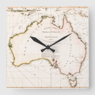 Terra Australis Map 1814 Square Wall Clock