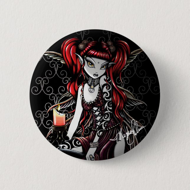 "Terra" Candle Light Tattoo Fairy Pinback Button (Front)
