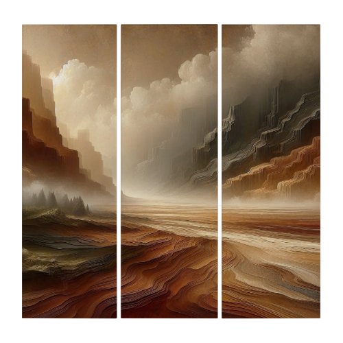 Terra Canyons Ember Veins Painting Triptych