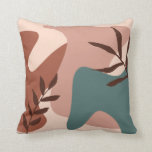 Terra Cotta Abstract Botanical Modern Throw Pillow<br><div class="desc">Terra cotta is a abstract of organic shapes with botanical leaves. Perfect for fall decoration.</div>