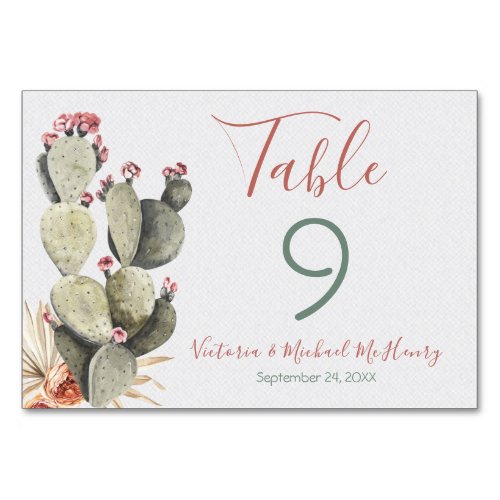 Terra cotta and Cactus Wedding table number cards