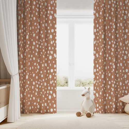 Terra Cotta and White Abstract Dots Blackout Curtains