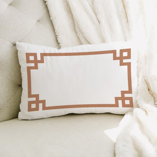 Terra Cotta and White Greek Key  Editable Colors Lumbar Pillow