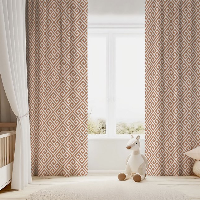 Terra Cotta and White Greek Key Pattern Blackout Curtains (Creator Uploaded)
