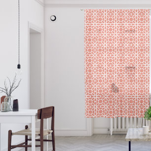 Terra Cotta and White Moroccan Zellige Pattern Sheer Curtains