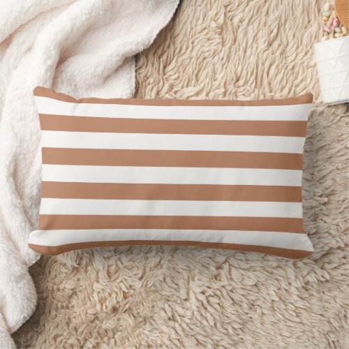 Terra Cotta and White Stripes Lumbar Pillow