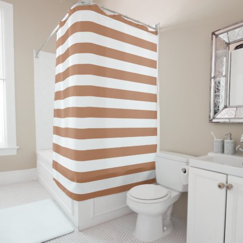 Terra Cotta and White Stripes Shower Curtain