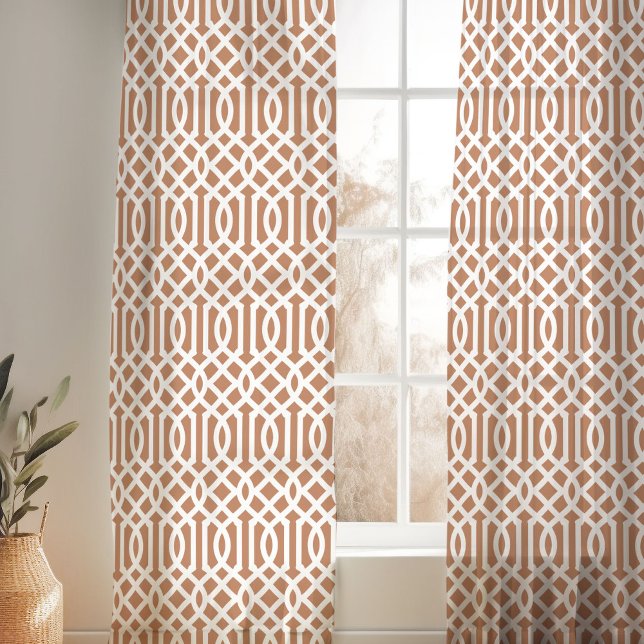 Terra Cotta and White Trellis Pattern Sheer Curtains (Creator Uploaded)