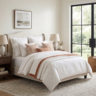 Terra Cotta and White Trellis Pattern Throw Pillow