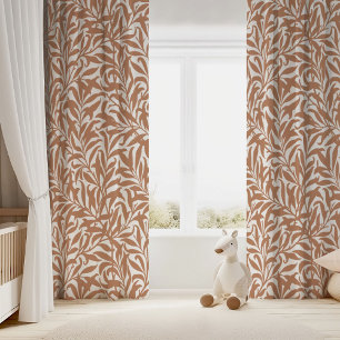 Terra Cotta and White Willow Bough Blackout Curtains