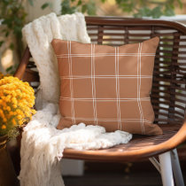 Terra Cotta and White Windowpane Check Throw Pillow