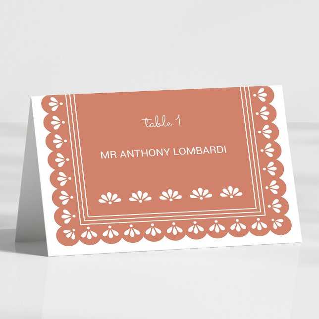 Terra Cotta Autumn Wedding DIY Fold Place Card (Terra Cotta Autumn Wedding DIY Fold Place Card)