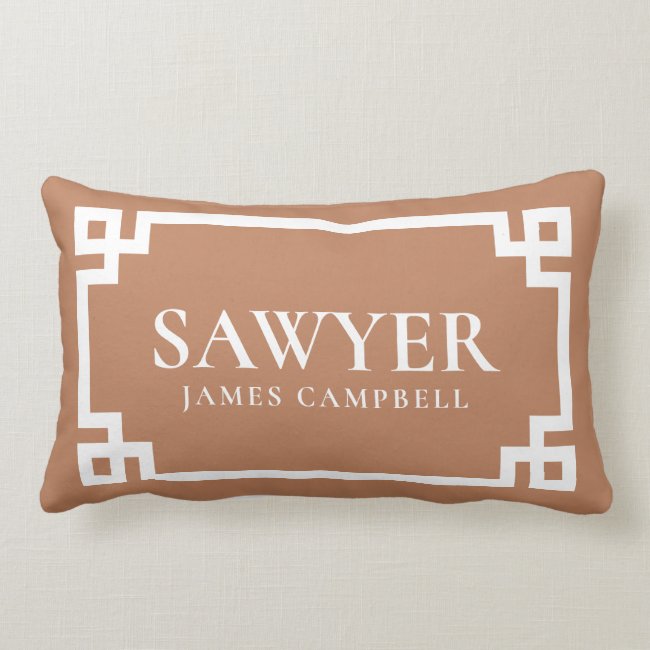 Terra Cotta Baby Name Monogram Lumbar Pillow