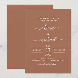 Terra Cotta Boho Wedding Modern Simple Invitation