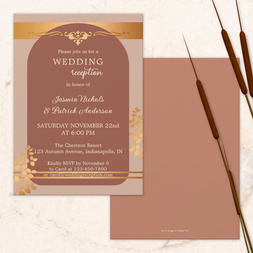 Terra Cotta Copper Fall Wedding Reception Only Invitation