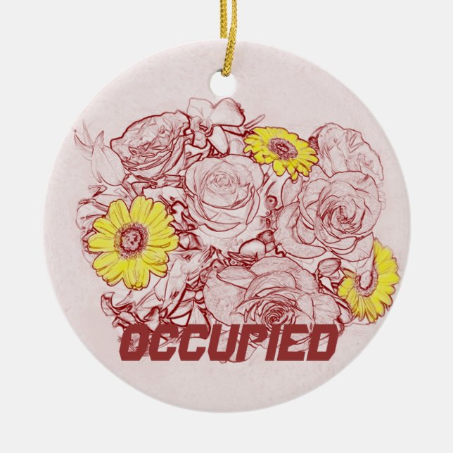 Terra  Cotta Edged Bouquet Ceramic Ornament (Front)