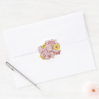 Terra Cotta Edged Bouquet Classic Round Sticker