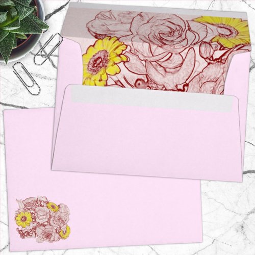 Terra  Cotta Edged Bouquet Envelope